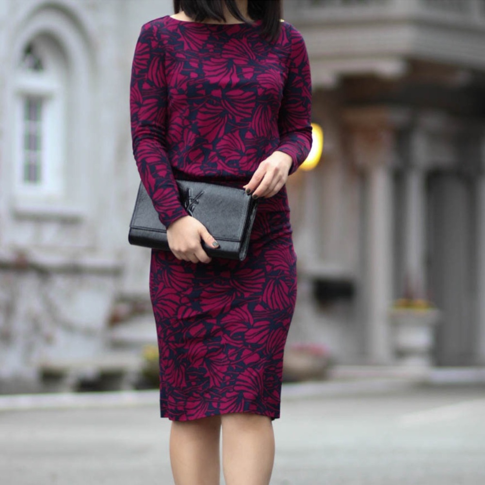 Tory Burch Etta floral dress navy blue/ pink XS